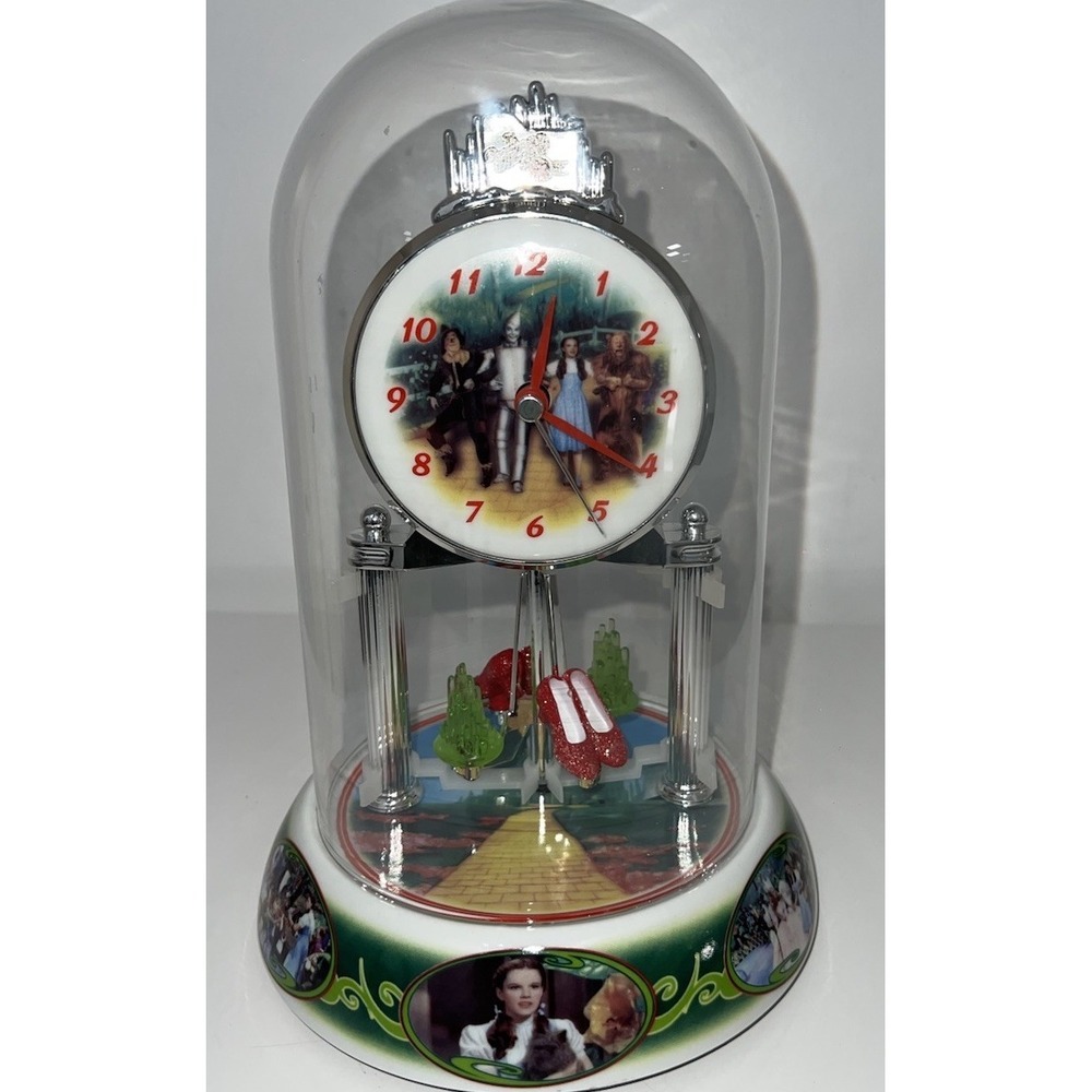 (7)Wizard Of Oz PORCELAIN Anniversary Clock W/ Shoes/Emerald Shoes Spinners